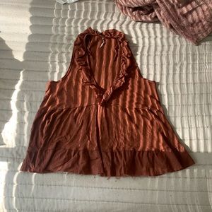 Free People Ruffle V Neck Tank